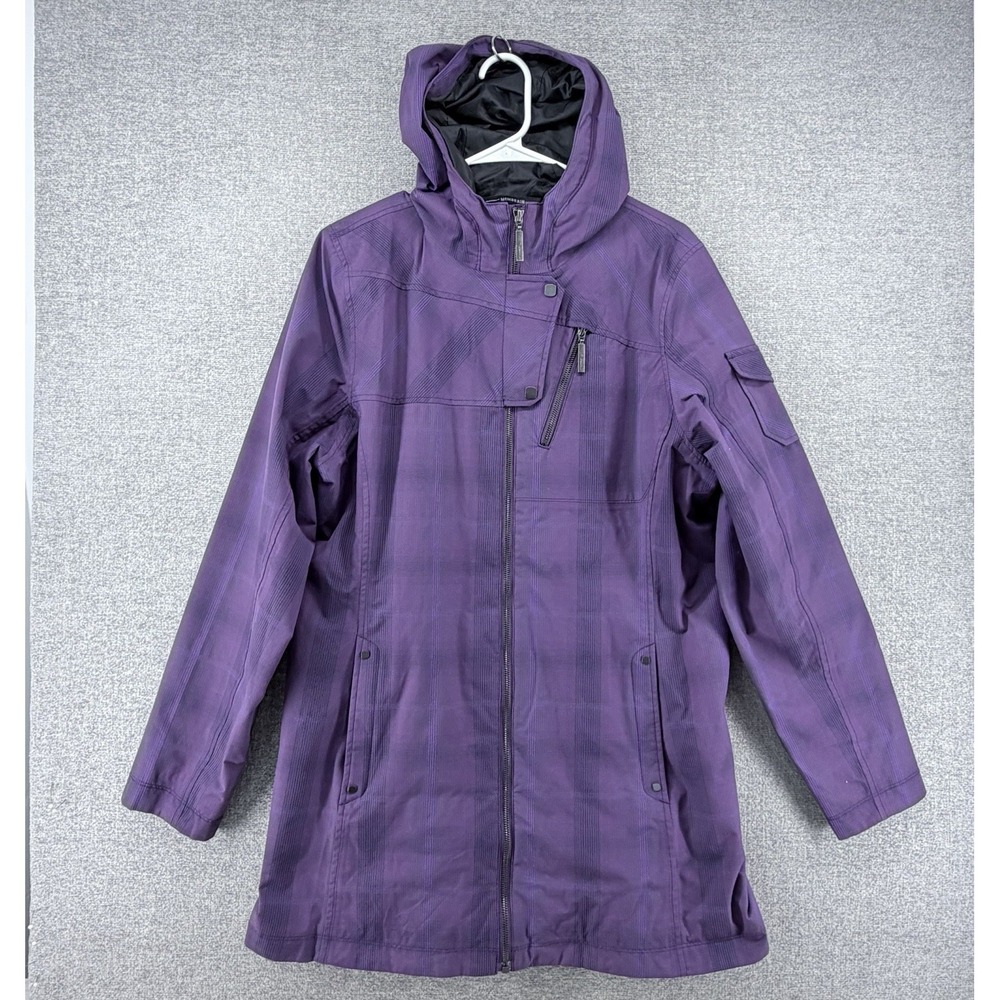Marmot Samantha Membrain Waterproof Rain Jacket Women XL Purple Plaid Full Zip